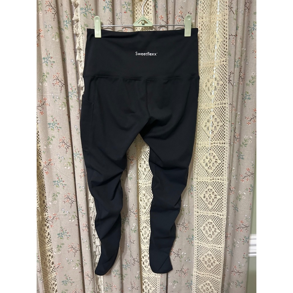 Sweetflexx‎ Black Shaping Compression Leggings Size 8 Pockets Textured EUC